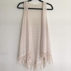 Long Crochet Vest (Cream)